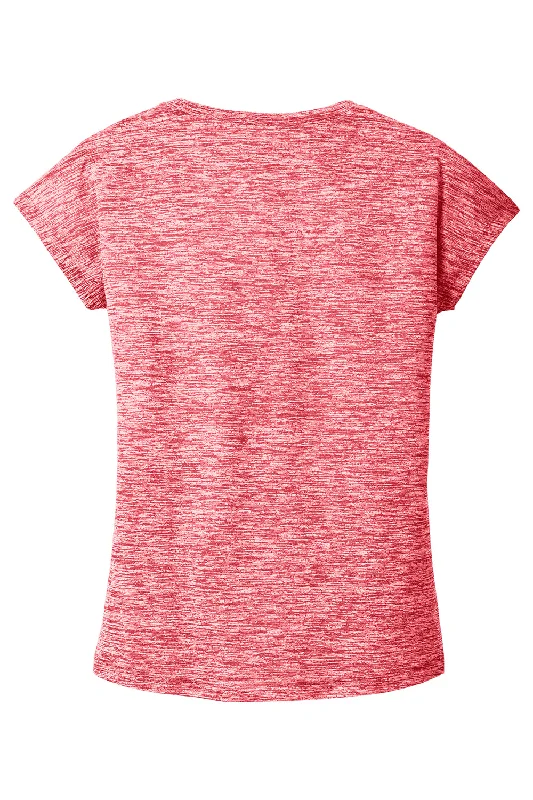 Sport-Tek Womens Electric Heather Moisture Wicking Short Sleeve Crewneck T-Shirt - Deep Red Electric