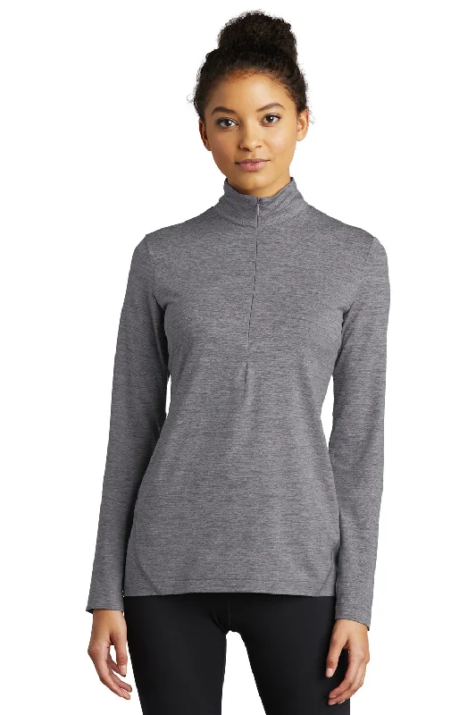 Sport-Tek Womens Exchange 1.5 Long Sleeve 1/4 Zip T-Shirt - Heather Grey