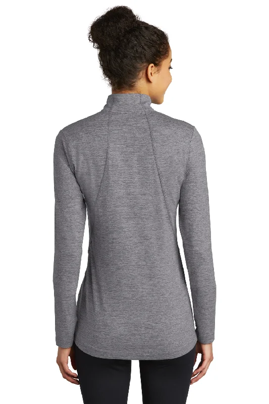 Sport-Tek Womens Exchange 1.5 Long Sleeve 1/4 Zip T-Shirt - Heather Grey