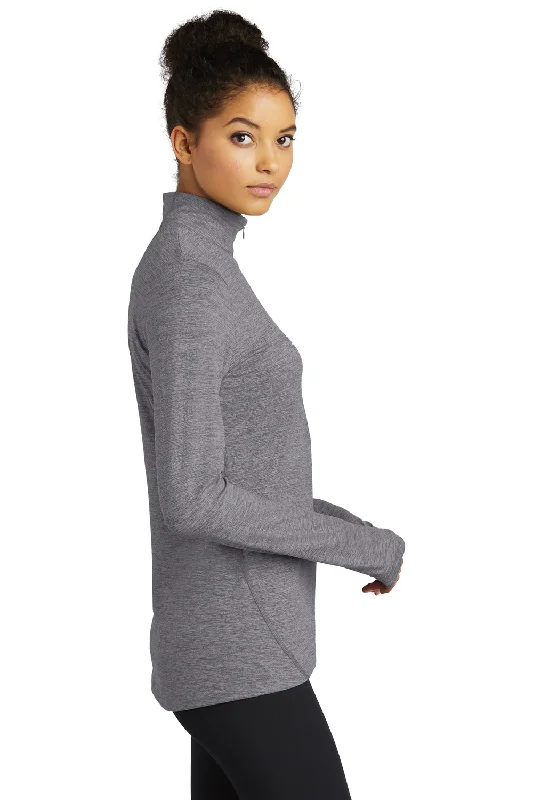 Sport-Tek Womens Exchange 1.5 Long Sleeve 1/4 Zip T-Shirt - Heather Grey