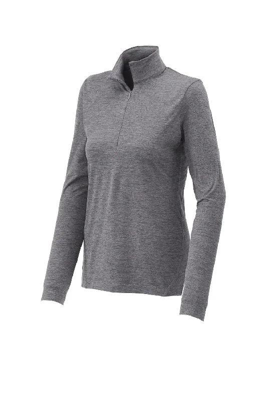 Sport-Tek Womens Exchange 1.5 Long Sleeve 1/4 Zip T-Shirt - Heather Grey