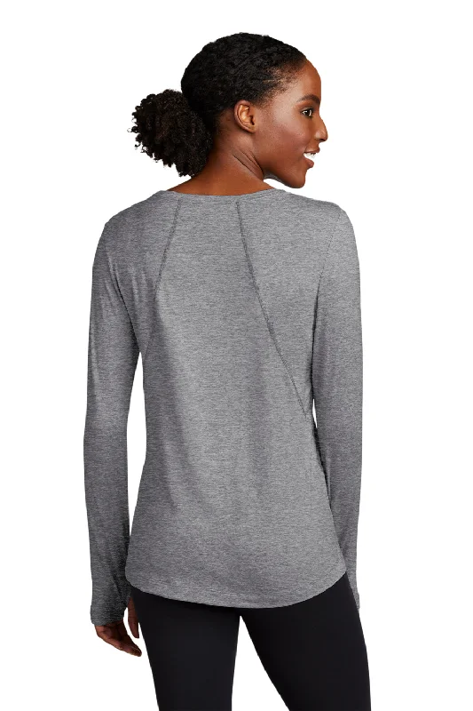 Sport-Tek Womens Exchange 1.5 Long Sleeve Crewneck T-Shirt - Heather Grey