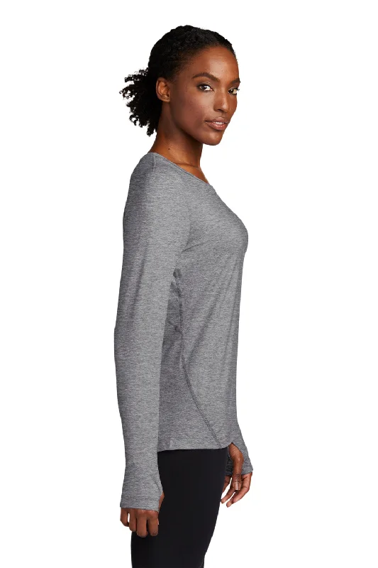 Sport-Tek Womens Exchange 1.5 Long Sleeve Crewneck T-Shirt - Heather Grey