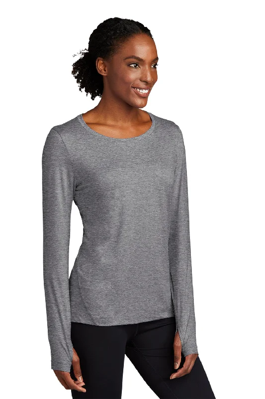 Sport-Tek Womens Exchange 1.5 Long Sleeve Crewneck T-Shirt - Heather Grey