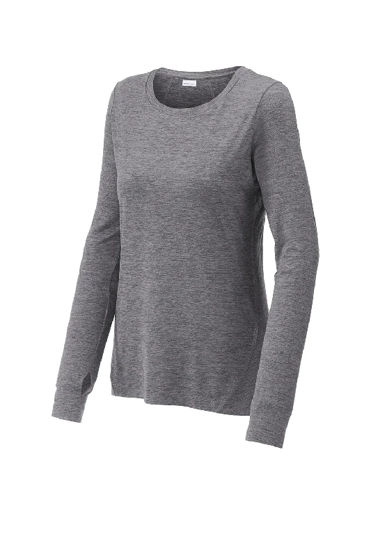 Sport-Tek Womens Exchange 1.5 Long Sleeve Crewneck T-Shirt - Heather Grey