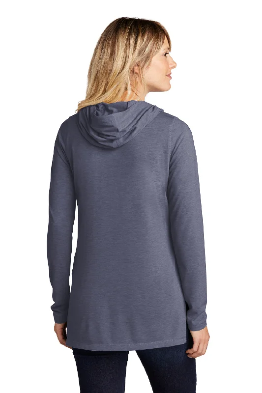 Sport-Tek Womens Moisture Wicking Cowl Neck Long Sleeve T-Shirt - Heather True Navy Blue