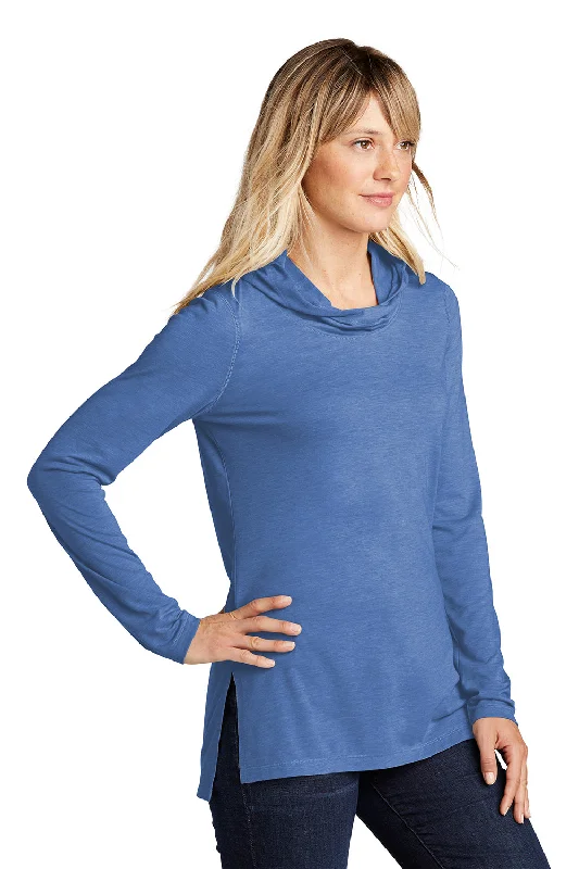 Sport-Tek Womens Moisture Wicking Cowl Neck Long Sleeve T-Shirt - Heather True Royal Blue