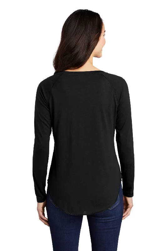 Sport-Tek Womens Moisture Wicking Long Sleeve Scoop Neck T-Shirt - Black