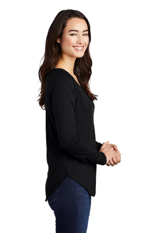 Sport-Tek Womens Moisture Wicking Long Sleeve Scoop Neck T-Shirt - Black