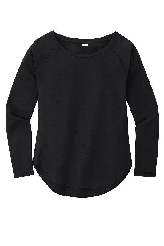 Sport-Tek Womens Moisture Wicking Long Sleeve Scoop Neck T-Shirt - Black