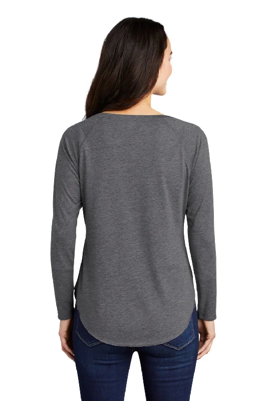 Sport-Tek Womens Moisture Wicking Long Sleeve Scoop Neck T-Shirt - Heather Dark Grey