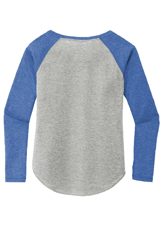 Sport-Tek Womens Moisture Wicking Long Sleeve Scoop Neck T-Shirt - Heather Light Grey/Heather True Royal Blue