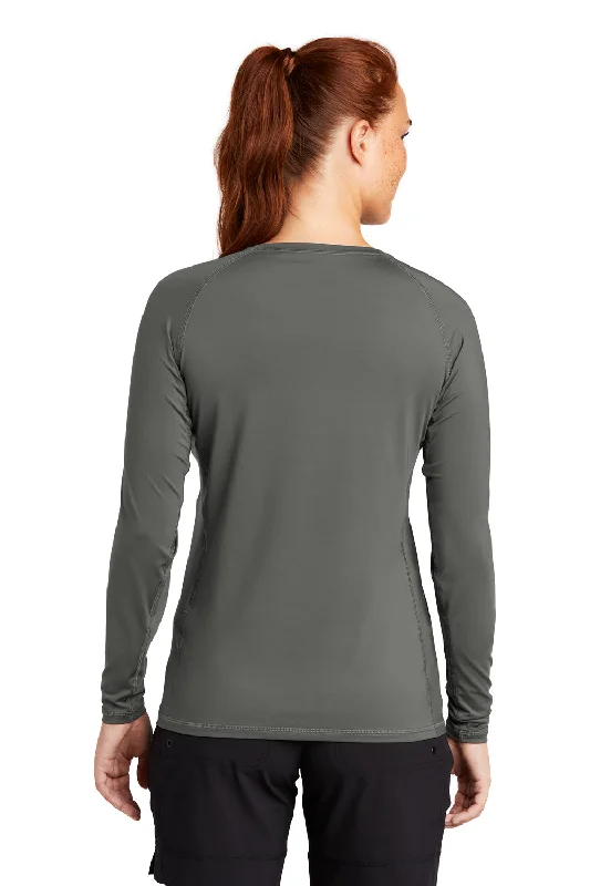 Sport-Tek Womens Rashguard Moisture Wicking Long Sleeve Crewneck T-Shirt - Dark Smoke Grey