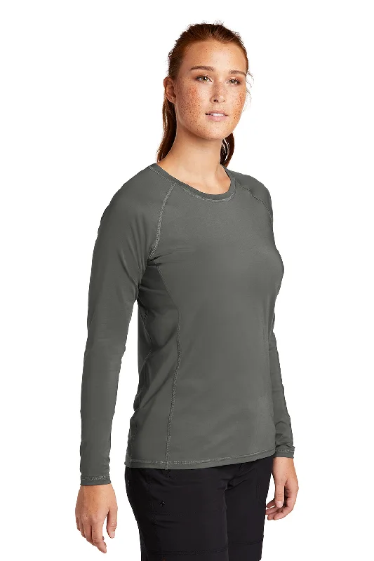 Sport-Tek Womens Rashguard Moisture Wicking Long Sleeve Crewneck T-Shirt - Dark Smoke Grey