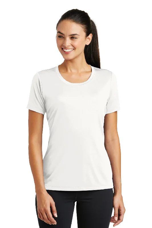 Sport-Tek Womens Tough Moisture Wicking Short Sleeve Crewneck T-Shirt - White - Closeout