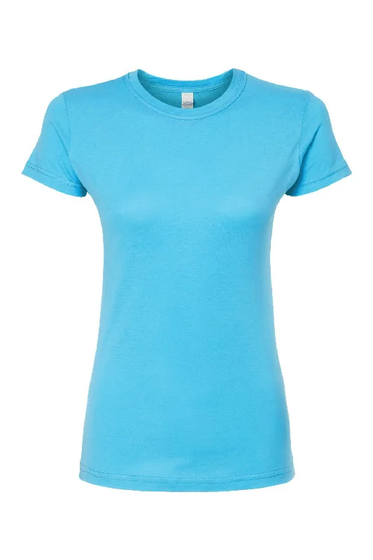 Tultex Womens Fine Jersey Slim Fit Short Sleeve Crewneck T-Shirt - Aqua Blue - NEW