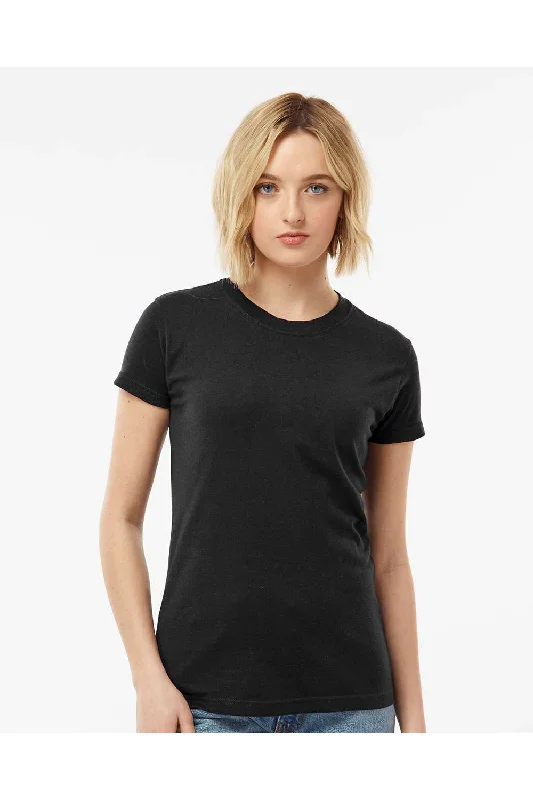 Tultex Womens Fine Jersey Slim Fit Short Sleeve Crewneck T-Shirt - Black - NEW