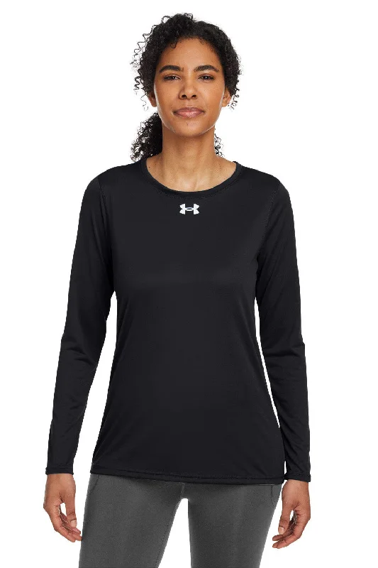 Under Armour Womens Team Tech Moisture Wicking Long Sleeve Crewneck T-Shirt - Black