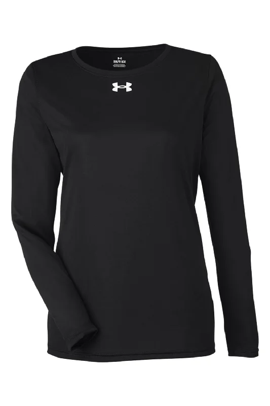 Under Armour Womens Team Tech Moisture Wicking Long Sleeve Crewneck T-Shirt - Black