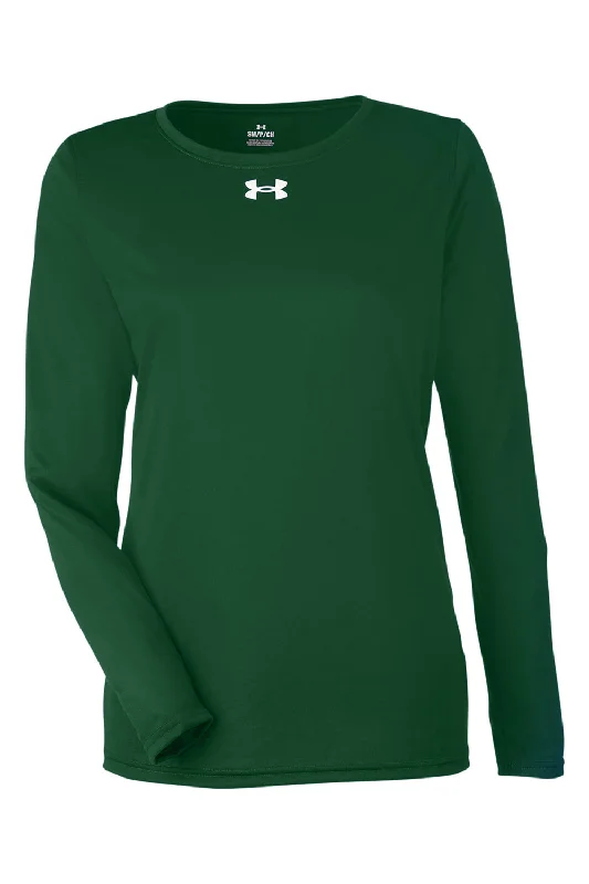 Under Armour Womens Team Tech Moisture Wicking Long Sleeve Crewneck T-Shirt - Forest Green