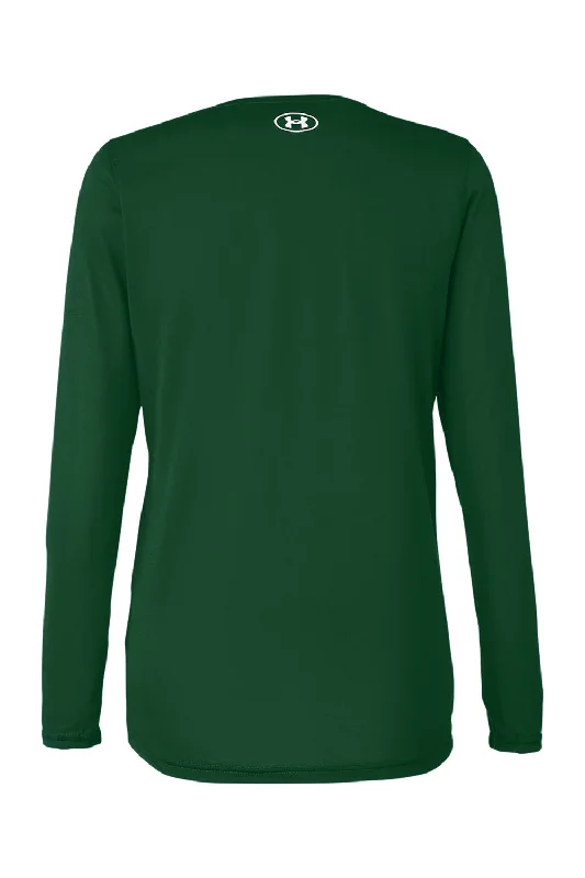 Under Armour Womens Team Tech Moisture Wicking Long Sleeve Crewneck T-Shirt - Forest Green