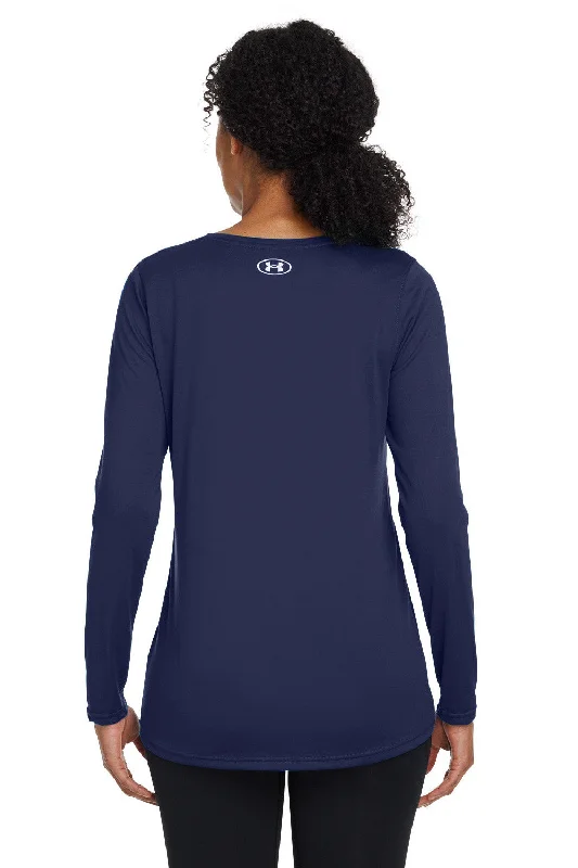 Under Armour Womens Team Tech Moisture Wicking Long Sleeve Crewneck T-Shirt - Midnight Navy Blue