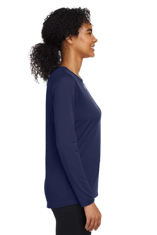 Under Armour Womens Team Tech Moisture Wicking Long Sleeve Crewneck T-Shirt - Midnight Navy Blue