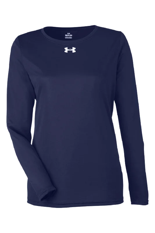 Under Armour Womens Team Tech Moisture Wicking Long Sleeve Crewneck T-Shirt - Midnight Navy Blue