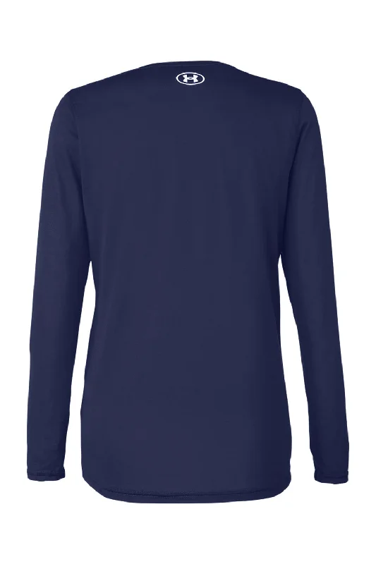 Under Armour Womens Team Tech Moisture Wicking Long Sleeve Crewneck T-Shirt - Midnight Navy Blue