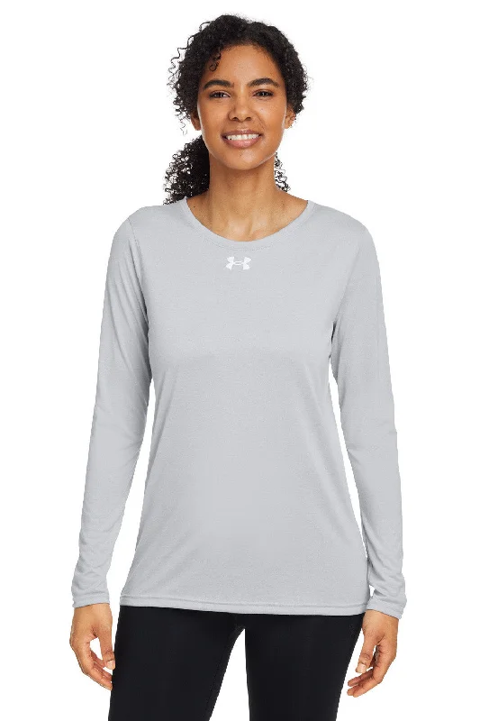 Under Armour Womens Team Tech Moisture Wicking Long Sleeve Crewneck T-Shirt - Mod Grey