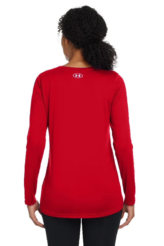 Under Armour Womens Team Tech Moisture Wicking Long Sleeve Crewneck T-Shirt - Red