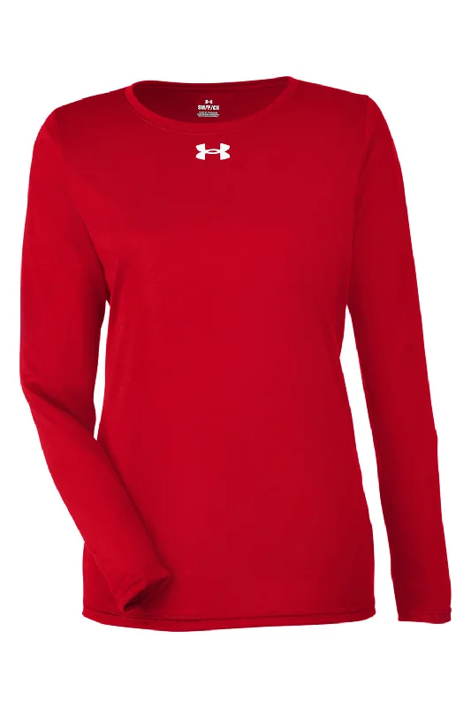 Under Armour Womens Team Tech Moisture Wicking Long Sleeve Crewneck T-Shirt - Red