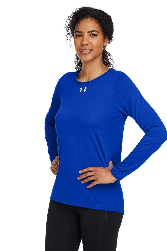 Under Armour Womens Team Tech Moisture Wicking Long Sleeve Crewneck T-Shirt - Royal Blue