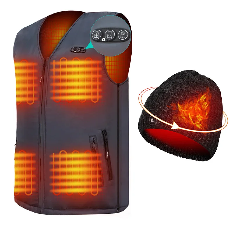 ARRIS Heated Vest Size Adjustable 7.4V Battery Electric Warm Vest+Heated Hats Beanie Holiday Sale Combo